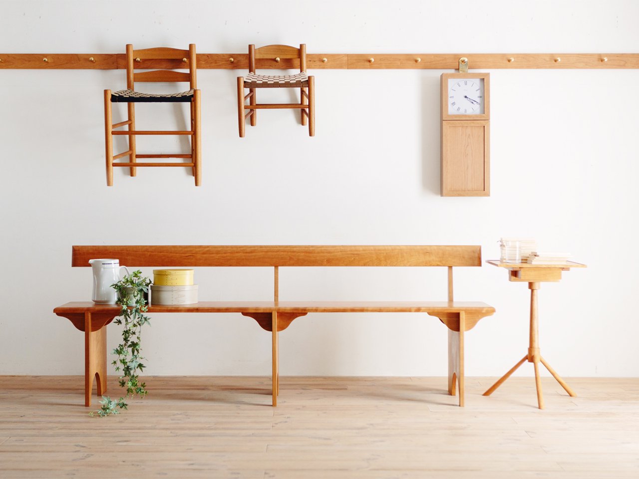 SHAKER Wood Back Bench