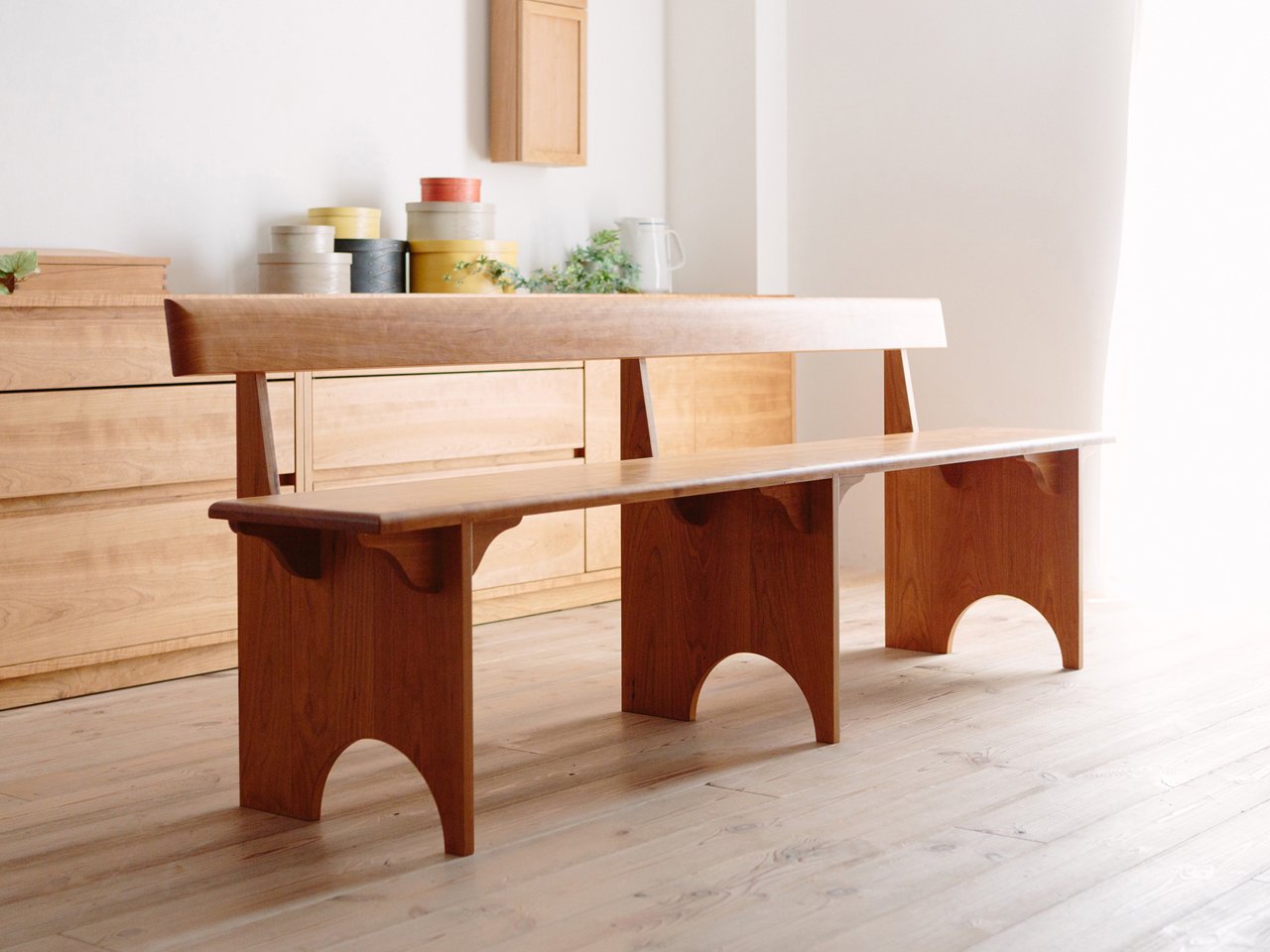 SHAKER Wood Back Bench